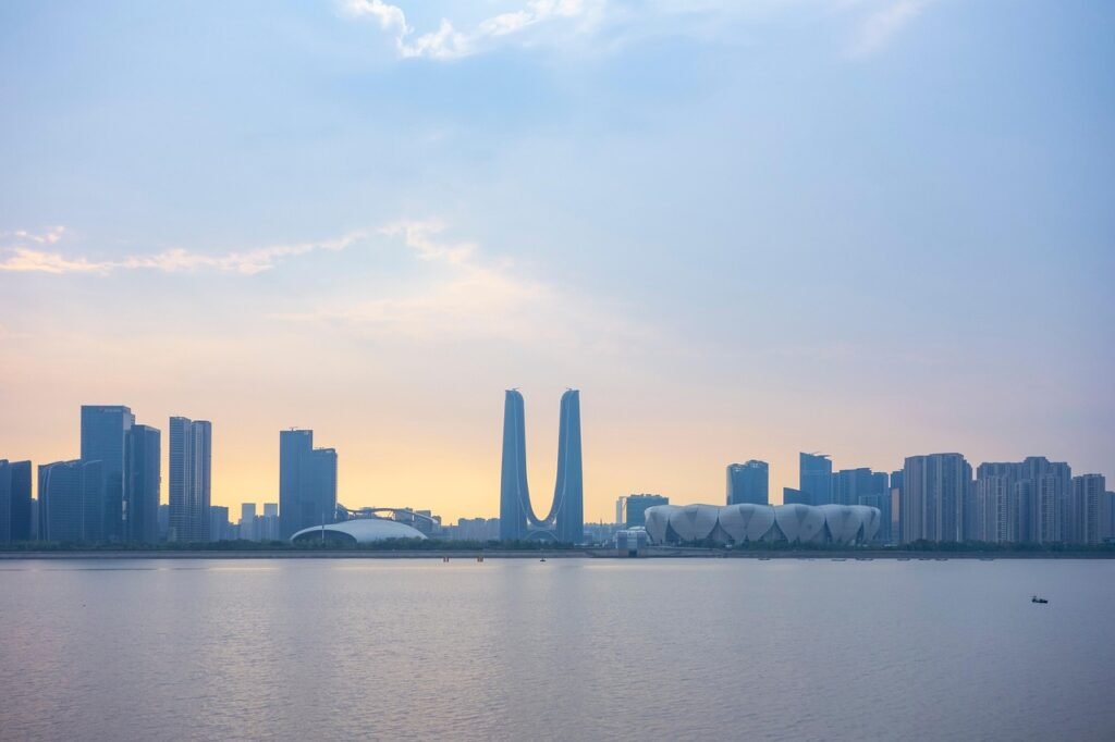 hangzhou, qiantang river, city, river, sunrise, skyline, nature, skyscrapers, buildings, urban, sky, early morning, dawn, hangzhou, hangzhou, hangzhou, hangzhou, hangzhou